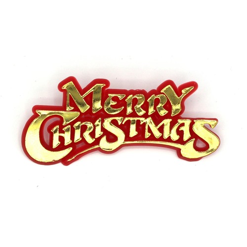 Merry Christmas Plaque Red/Gold 80mm - ea