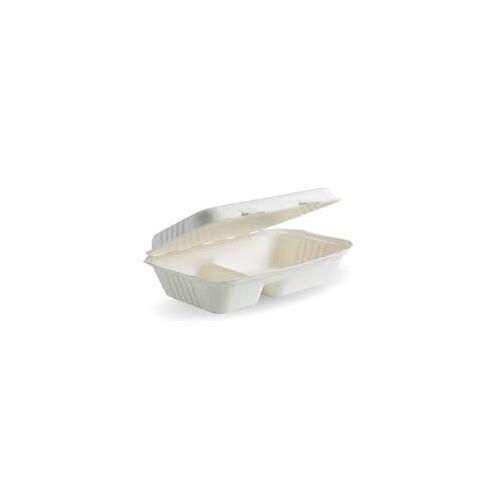 Sugarcane Clam 9x6x2.5 -2 comp - Sleeve 50 -(4 sleeves per carton)