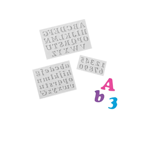 Alphabet Silicone Mould - Italics Upper and Lower case letters and numbers
