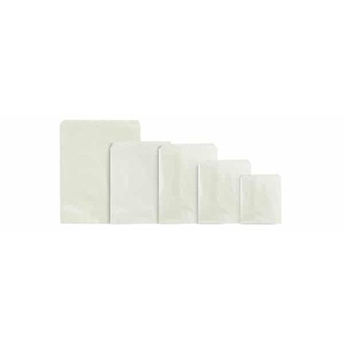White Glassine Satchel Paper Bag - 185*100+40mm -  1000pk