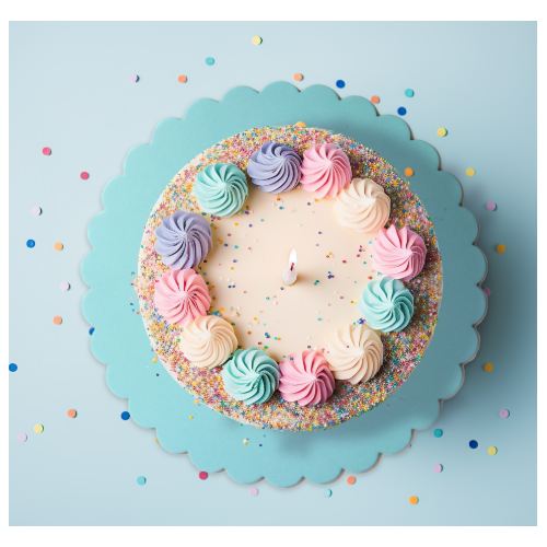 10 Inch Round Scalloped Cake Board - Pastel Blue