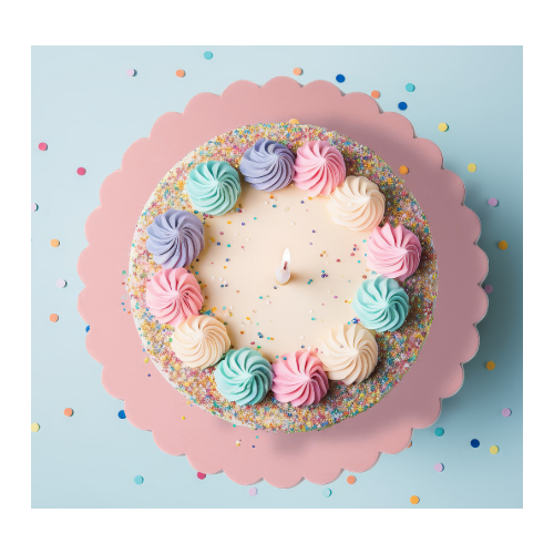 10 Inch Round Scalloped Cake Board - Pastel Pink