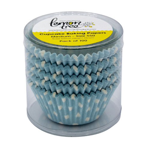 Blue with Dots Patty Pans #550 Medium Size - 100 pack 