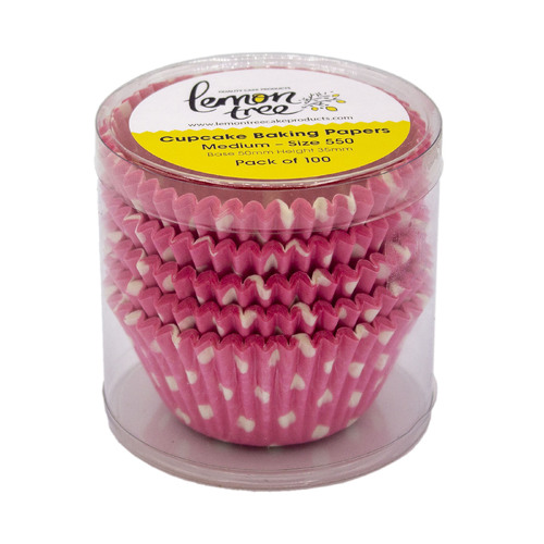 Pink with Dots Patty Pans #550 Medium Size - 100 pack