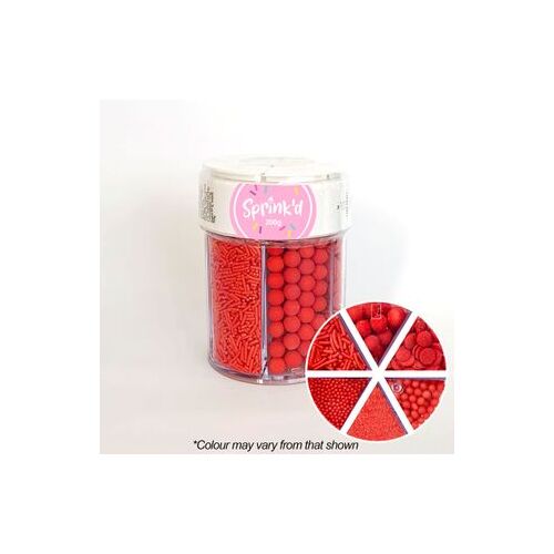 Red Sprinkles Mix Sugar Balls/Jimmies/Sequins/Sanding Sugar 200g 