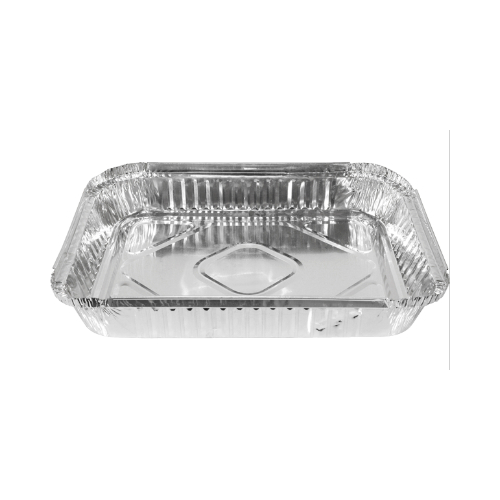 2500 ml Rectangular Foil Container Shallow - 100/Sleeve