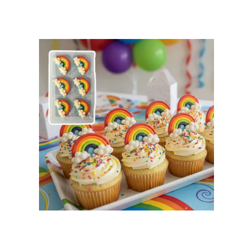 Rainbow and Clouds Sugar Decorations 6/pkt