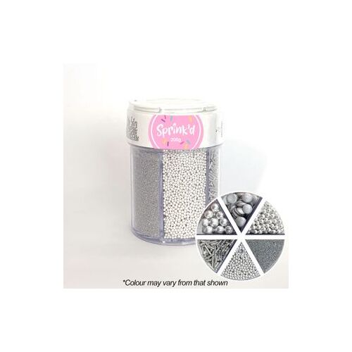 Silver Sprinkles Mix  Sugar Balls/Jimmies/Sequins/Sanding Sugar 200g