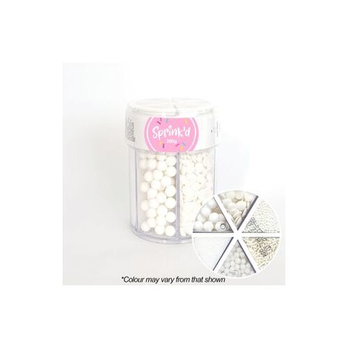 White Sprinkles Mix Sugar Balls/Jimmies/Sequins/Sanding Sugar 200g