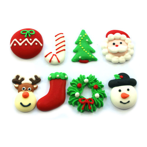 Christmas Assorted Sugar Decorations  25mm - 60 Pieces