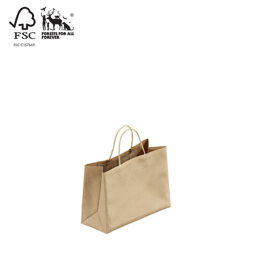 Kraft paper bag boutique extra small with handle 250 W x 180 H x 100 mm gusset- 20 per pack